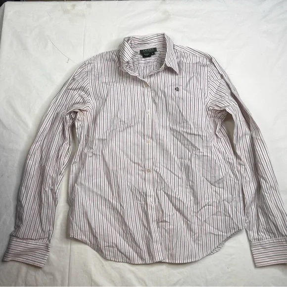 Bundle 2 Ralph Lauren Women’s M Long Sleeve Button-Front  Striped Shirt L080123 - Picture 6 of 11